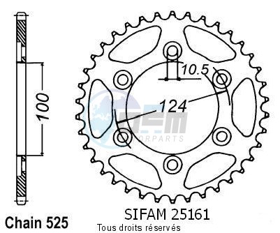 Product image: Sifam - 25161CZ37 - Chain wheel rear Ducati 916 S4 Monster   Type 525/Z37  0