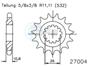 Product image: Esjot - 50-27004-17 - Sprocket Yamaha - 532 - 17 Teeth- Equal to JTF585 - Made in Germany 