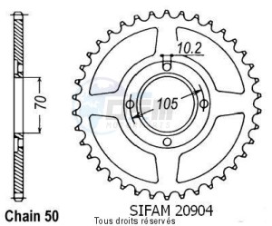 Product image: Sifam - 20904CZ38 - Chain wheel rear Cb 360 F 73-76 Cb 400 F 75-79 Type 530/Z38 