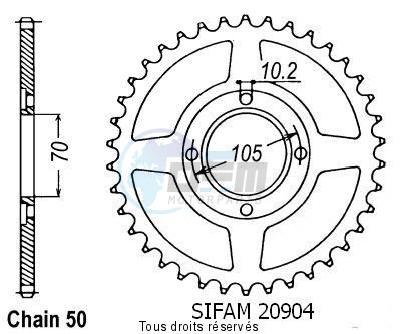 Product image: Sifam - 20904CZ38 - Chain wheel rear Cb 360 F 73-76 Cb 400 F 75-79 Type 530/Z38  0