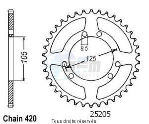 Product image: Sifam - 25205CZ53 - Chain wheel rear Derbi 50 Senda 00- Chain wheel rear 6 mounting holes (2 par 2) Type 420/Z53 