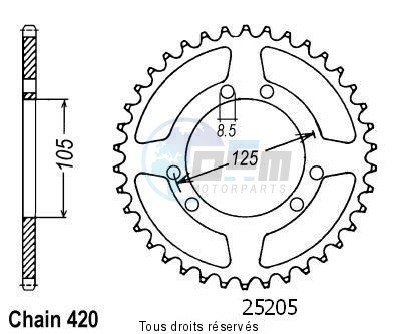 Product image: Sifam - 25205CZ53 - Chain wheel rear Derbi 50 Senda 00- Chain wheel rear 6 mounting holes (2 par 2) Type 420/Z53  0
