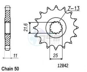 Product image: Esjot - 50-35017-16 - Sprocket Yamaha - 530 - 16 Teeth -  Identical to JTF580 - Made in Germany 