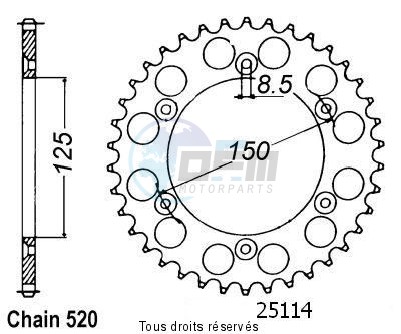 Product image: Sifam - 25114CZ50 - Chain wheel rear KTM Steel 125/250/600 1990-2004 Type 520/Z50  0