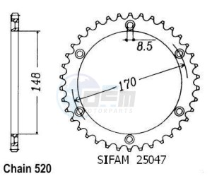 Product image: Esjot - 50-32012-47 - Chainwheel Steel TT Suzuki - 520 - 47 Teeth - Made in Germany 