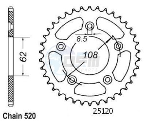 Product image: Esjot - 50-32055-43 - Chainwheel Steel Cagiva - 520 - 43 Teeth -  Identical to JTR701 - Made in Germany 