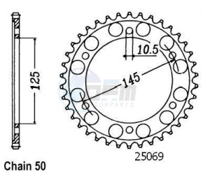 Product image: Esjot - 50-35004-39 - Chainwheel Steel Yamaha - 530 - 39 Teeth -  Identical to JTR865 - Made in Germany 