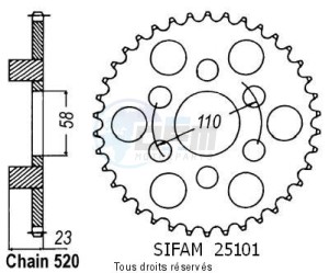 Product image: Sifam - 25101CZ41 - Chain wheel rear 125 Red Rose 88-95   Type 520/Z41 