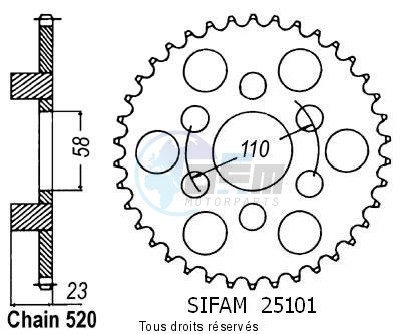 Product image: Sifam - 25101CZ41 - Chain wheel rear 125 Red Rose 88-95   Type 520/Z41  0