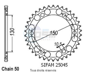 Product image: Sifam - 25045CZ41 - Chain wheel rear Fj 1100 84-85   Type 530/Z41 