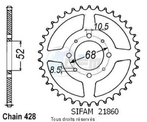 Product image: Sifam - 21860CZ40 - Chain wheel rear Gt/Rg 80 81-82   Type 428/Z40 