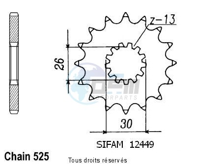 Product image: Sifam - 12449CZ18 - Sprocket Triumph 865 Bonneville      18 teeth   TYPE : 525  0