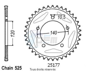 Product image: Sifam - 25177CZ43 - Chain wheel rear Gsx-r 600 06-07   Type 525/Z43 