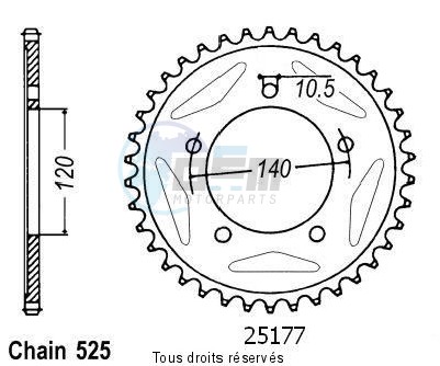 Product image: Sifam - 25177CZ43 - Chain wheel rear Gsx-r 600 06-07   Type 525/Z43  0