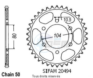 Product image: Sifam - 20494CZ38 - Chain wheel rear Zx 550 Gpz Unitrack 8   Type 530/Z38 
