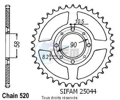 Product image: Sifam - 25044CZ30 - Chain wheel rear Cm 250 Cc 82-85   Type 520/Z30  0