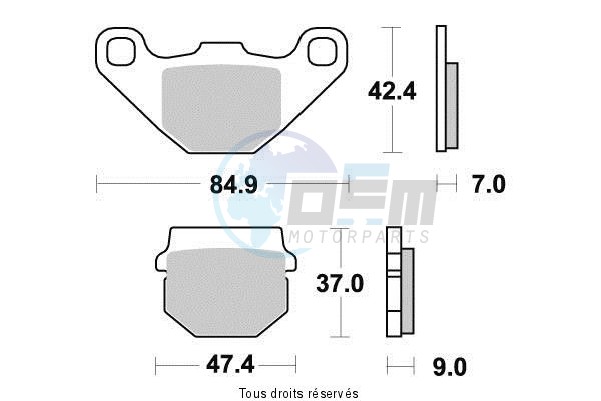 Product image: Kyoto - S1087 - Brake Pad Kyoto Semi-Metal DERBI SENDA 50 R DRD 2011-2016    1