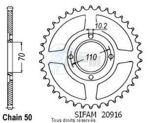 Product image: Sifam - 20916CZ41 - Chain wheel rear Cb 250 Twin/N 78-82   Type 530/Z41 