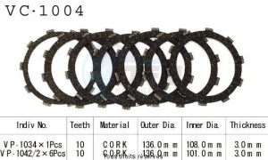 Product image: Kyoto - VC1004 - Clutch Plate kit complete Cb 500 S/R 94-02 Vt600 C Shadow 89-01 