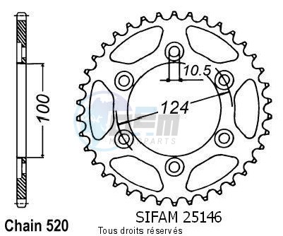 Product image: Sifam - 25146CZ37 - Chain wheel rear Ducati 750 Ss 91-96 900 Ss 91-98 Type 520/Z37  0