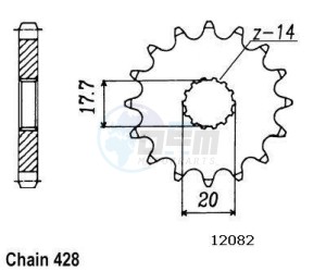 Product image: Esjot - 50-15019-16 - Sprocket TT Yamaha - 428 - 16 Teeth - Made in Germany 