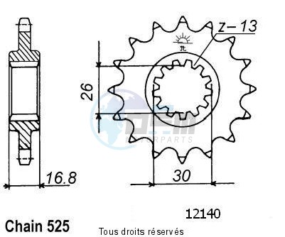 Product image: Sifam - 12140CZ16 - Sprocket Cbr 900 Rr 96-99   12140cz   16 teeth   TYPE : 525  0