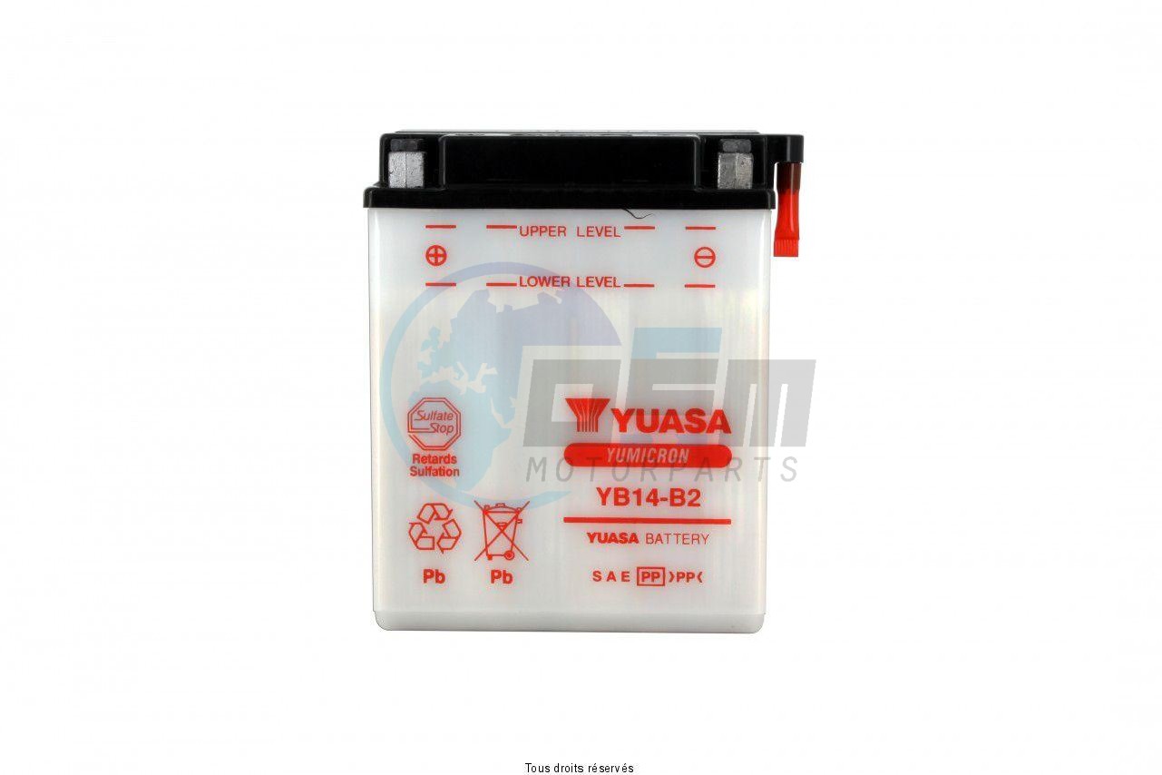 Product image: Yuasa - 812146 - Battery Yb14-b2 L 135mm  W 91mm  H 167mm 12v 14ah  1