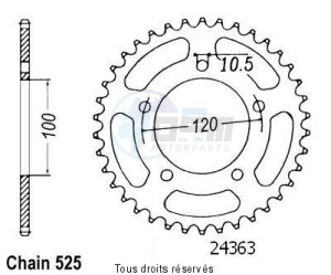 Product image: Sifam - 24363CZ40 - Chain wheel rear Rsv 1000 R 04-   Type 525/Z40 