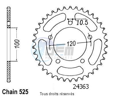 Product image: Sifam - 24363CZ40 - Chain wheel rear Rsv 1000 R 04-   Type 525/Z40  0
