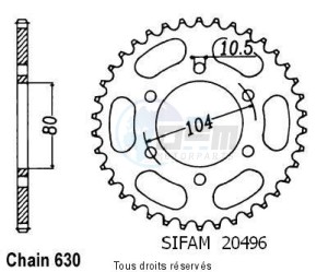 Product image: Sifam - 20496CZ38 - Chain wheel rear Gpz 750 Unitrack 83-8   Type 630/Z38 