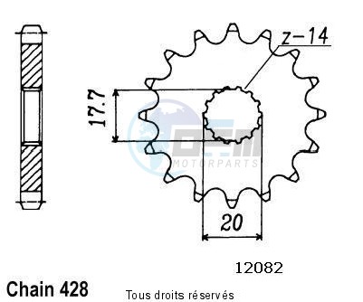 Product image: Sifam - 12082CZ16 - Sprocket Dt 125 R Elect. 93-98 Tdr 125 93-98 12082cz   16 teeth   TYPE : 428  0