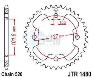 Product image: Esjot - 50-32107-37 - Chainwheel Steel Polaris - 520 - 37 Teeth -  Identical to JTR1480 - Made in Germany 