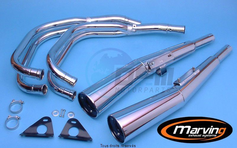 Product image: Marving - 01H5001 - Exhaust 4/2 MASTER CB 750 KZ Complete exhaust pipe  Approvede Exhaust Damper Chrome   0