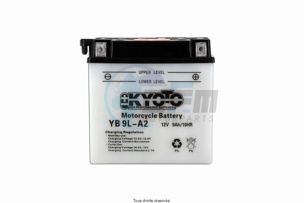 Product image: Kyoto - 712098 - Battery Yb9l-a2 L 137mm  W 76mm  H 140mm 12v 9ah Acid 0,6l  1