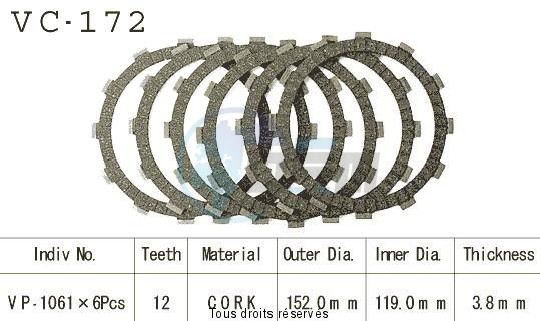 Product image: Kyoto - VC172 - Clutch Plate kit complete Vt1100 Shadow 85-97    0
