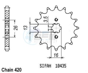 Product image: Esjot - 50-13005-12 - Sprocket TT Suzuki - 420 - 12 Teeth -  Identical to JTF562 - Made in Germany 