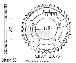 Product image: Sifam - 25076CZ46 - Chain wheel rear Gsx 600 F 89-91 Gsx 1100 R 86-88 Type 530/Z46 