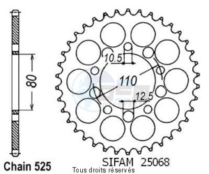 Product image: Sifam - 25068CZ36 - Chain wheel rear Cb 450 S/Dx 86-89 Gb 500 Club Man 91-93 Type 525/Z36 
