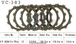 Product image: Kyoto - VC383 - Clutch Plate kit complete Dr 350 S/Se 90-00   