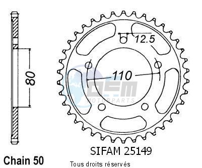 Product image: Sifam - 25149CZ42 - Chain wheel rear Triumph 1200 Daytona   Type 530/Z42  0