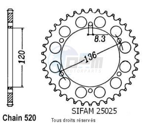 Product image: Sifam - 25025CZ37 - Chain wheel rear Srx 600 86-94   Type 520/Z37 