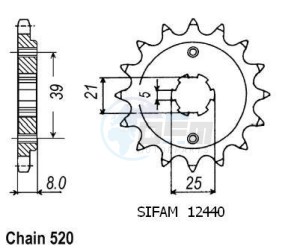 Product image: Esjot - 50-32124-14 - Sprocket Kymco - 520 - 14 Teeth -  Identical to JTF1041 - Made in Germany 