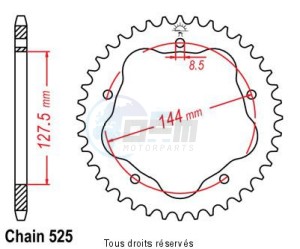 Product image: Esjot - 25165CZ45 - Chain wheel rear Ducati Hypermotard 5 holes without Hub   