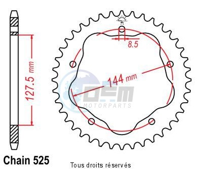 Product image: Esjot - 25165CZ45 - Chain wheel rear Ducati Hypermotard 5 holes without Hub    0