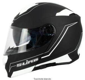 Product image: S-Line - MS81G1003 - Flip up Helmet S550 Black White M Dual Face - Graphics Double Visor with Pinlock 