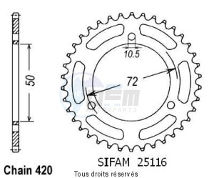 Product image: Sifam - 25116CZ42 - Chain wheel rear Nsr 50 89-94   Type 420/Z42 