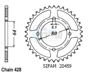 Product image: Esjot - 50-15015-36 - Chainwheel Steel TT - 428 - 36 Teeth - Made in Germany 