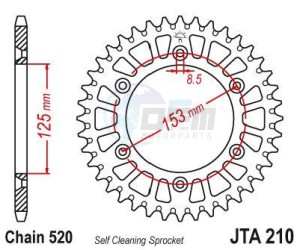Product image: Esjot - 51-32045-51 - Chainwheel Alu TT Honda - 520 - 51 Teeth -  Identical to JTA210 - Made in Germany 