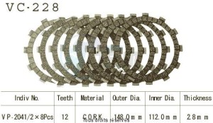 Product image: Kyoto - VC228 - Clutch Plate kit complete Xt 500 77-80   