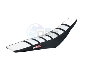 Product image: Crossx - M419-3WBB - Saddle Cover YAMAHA YZF 450 2018-2020 YZF 250 2019-2020 WRF 250 2020 WRF 450 19-20 TOP WHITE- SIDE BLACK-STRIPES BLACK (M419-3WBB) + COUVRE CACHE RESERVOIR INCLUS 